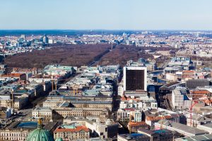 BERLIN, GERMANY - MARCH 22: Berlin view from top of the TV Tower on March 22, 2015