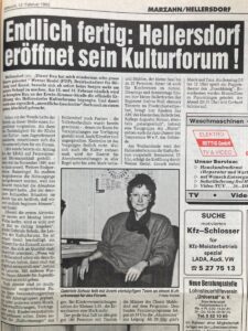Kulturforum Hellersdorf im Berliner Abendblatt, 1992. 