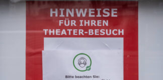 FFFP2-Maske Hinweis Für Ihren Theater - Besuch FFP2-Maskenpflicht Veranstaltung Sitzplatz Hinweisschild am Theater des W