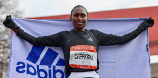 Streckenrekord beim Berliner Halbmarathon für Sheila Kiprotich Chepkirui aus Kenia. Bild: IMAGO / Andreas Gora