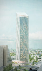 So soll der Estrel-Tower nach seiner Vollendung aussehen. Visualisierung: Büro Barkow Leibinger