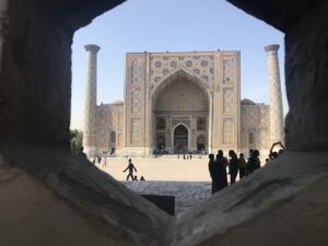 Medrese in Samarkand in Nahaufnahme