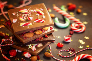 Schokolade mit Zuckerstange.