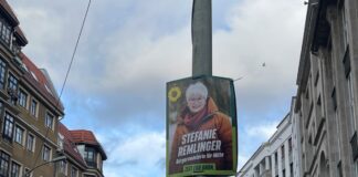 Wahlplakat der Grünen-Spitzenkandidatin in Mitte, Stefanie Remlinger.