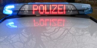Die Schriftzug «Polizei» leuchtet auf dem Dach eines Streifenwagens der Polizei. Foto: Carsten Rehder/dpa/Symbolbild