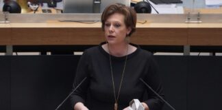 Cornelia Seibeld spricht bei einer Plenarsitzung des Berliner Abgeordnetenhauses.