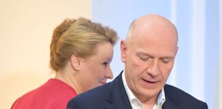 Kai Wegner und Franziska Giffey stehen im RBB-Studio im Abgeordnetenhaus.