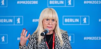 Iris Spranger (SPD), Innensenatorin in Berlin, spricht bei einer Pressekonferenz nach Gesprächen bei der Innenministerkonferenz (IMK).