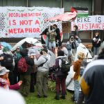 Teilnehmer während einer pro-palästinensischen Demo von «Student Coalition Berlin» bei der FU Berlin.
