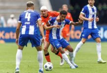 Jeremy Dudziak (r) fehlt Hertha in den kommenden Spielen.