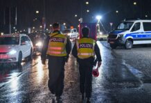 Beamte der Bundespolizei am deutsch-polnischen Grenzübergang Stadtbrücke in Frankfurt (Oder). Seit Oktober 2023 gibt es feste Kontrollen in Brandenburg an der Grenze zu Polen.