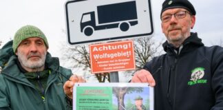 Ein Bündnis von Initiativen protestiert gegen das Aufstellen der Hinweisschilder «Achtung Wolfsgebiet» im Amt Seelow-Land. Artenschützer halten es für Panikmache.