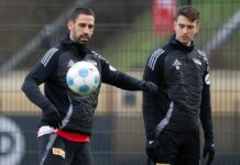 Unions Rani Khedira (l) spielte einst beim FC Augsburg.