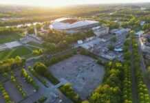 Das Umfeld der Leipziger Red Bull Arena soll mit Blick auf eine deutsche Olympia-Bewerbung umgebaut werden.