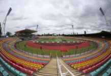 Das Berliner Friedrich-Ludwig-Jahn-Stadion entstand in den 50er Jahren und lag später unmittelbar an der Mauer.  