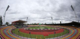 Das Berliner Friedrich-Ludwig-Jahn-Stadion entstand in den 50er Jahren und lag später unmittelbar an der Mauer.  