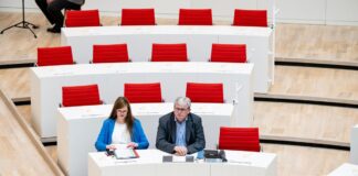 Bei der Feierstunde des Brandenburger Landtags ist die BSW-Fraktion nur mit zwei Abgeordneten vertreten. 