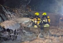 Als die Feuerwehr eintrifft, brannten viele Wagen des Fuhrparks bereits lichterloh.