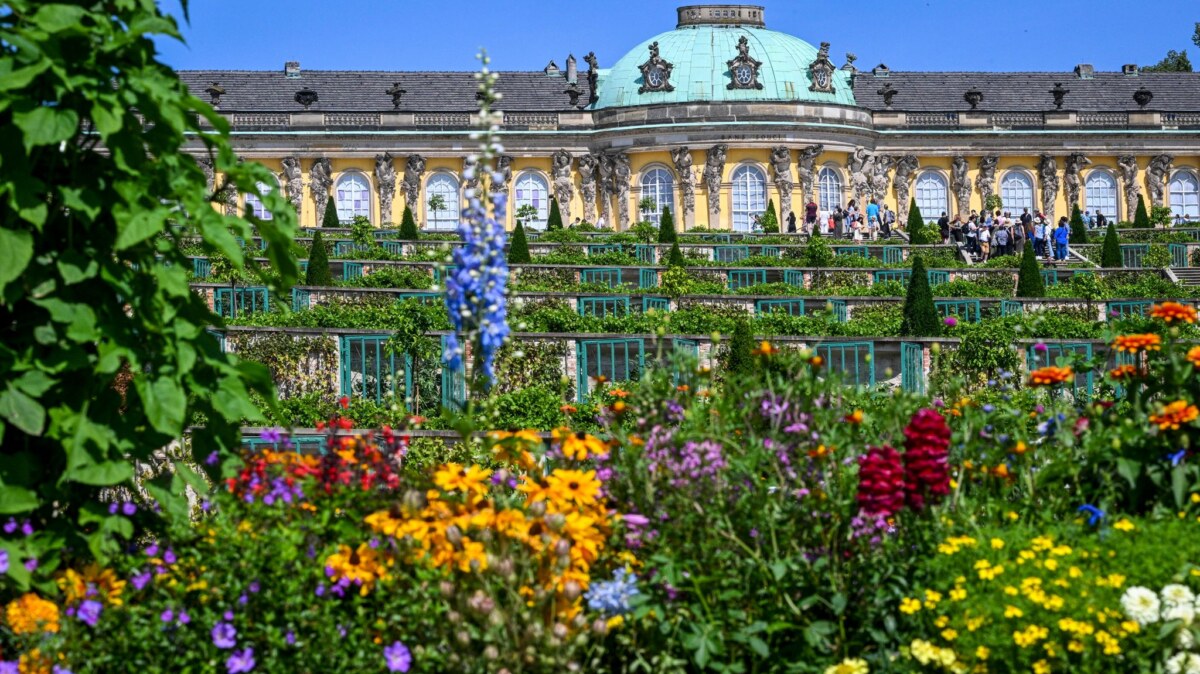 Sommer in Potsdam - Wetter Die Postkartenansicht vom Schloss Sanssouci kennen viele Touristen. (Archivbild)