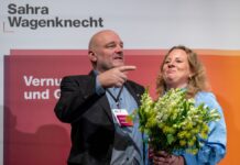 Führungswechsel beim BSW in Brandenburg: Friederike Benda ist nach dem Rückzug von Robert Crumbach (links) zur neuen Landesvorsitzenden gewählt worden. 
