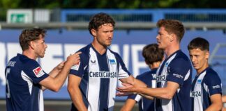 Hertha muss auf seinen Heimtrikots auch einen Teil der Rückenpartie mit Streifen ausstatten.