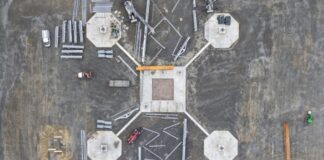 In der brandenburgischen Lausitz beginnt der Hochbau eines mehr als 350 Meter hohen Windrads.