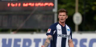 Sebastian Grönning erzielt das Führungstor für Hertha. (Archivbild)