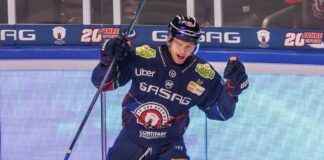 Angreifer Lean Bergmann erzielte das 1:0 beim Sieg der Eisbären Berlin gegen Nürnberg. (Archivbild)