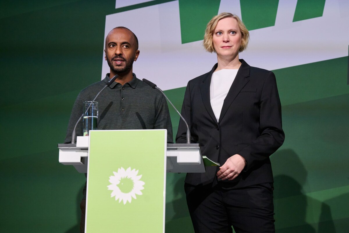 Landesparteitag Bündnis 90/Die Grünen Berlin Nina Stahr und Philmon Ghirmai bilden seit 2023 die Doppelspitze der Berliner Grünen.