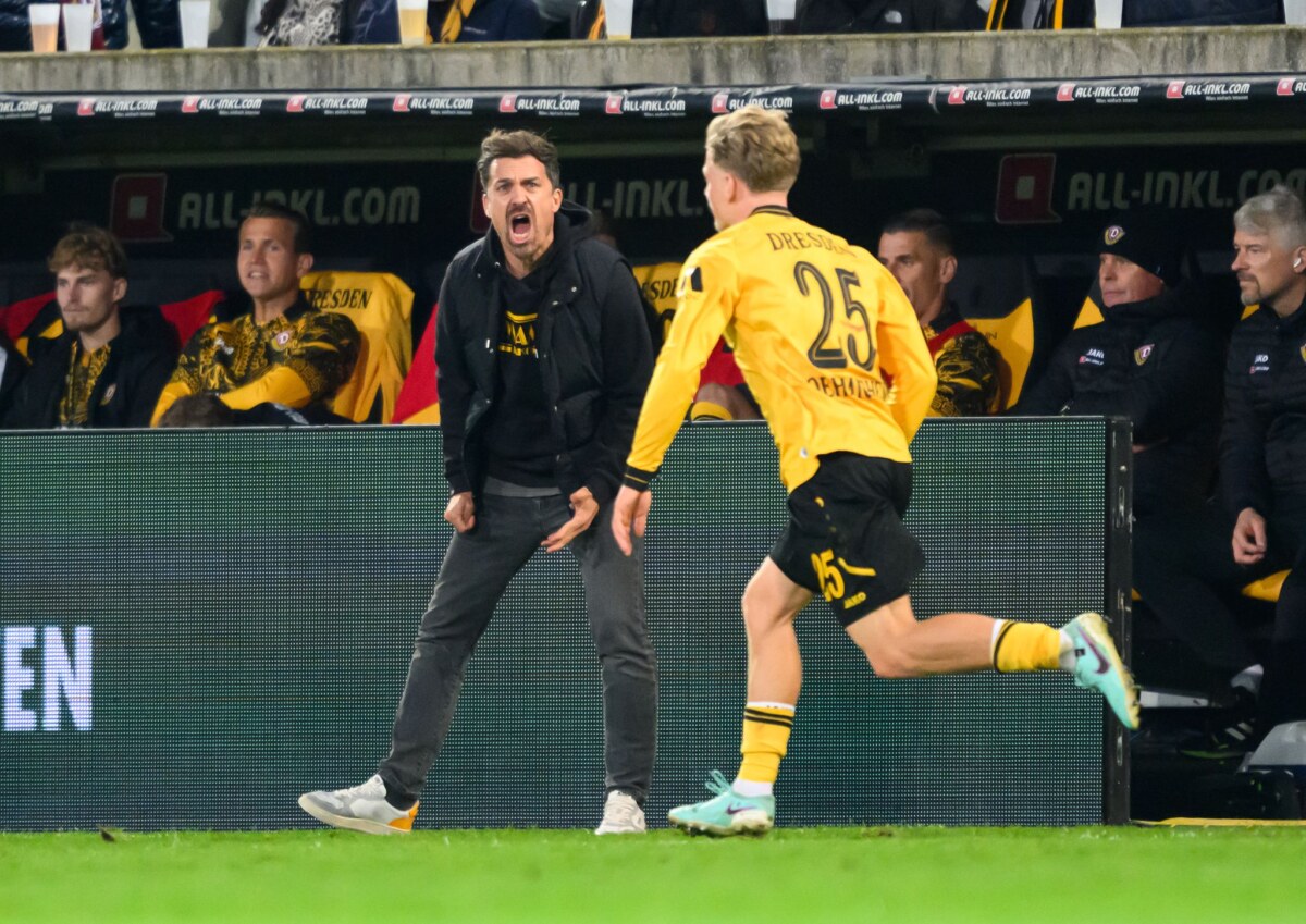 SG Dynamo Dresden Im Testspiel gegen Drittligist Energie Cottbus traf Dresdens Jonas Oehmichen (r) zur Führung. (Archivbild)
