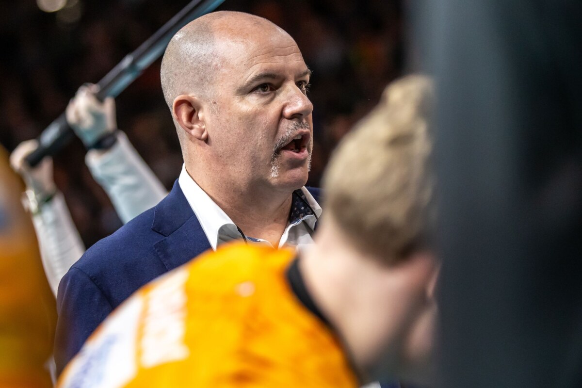 Berlin Volleys - SVG Lüneburg Trainer Joel Banks feiert mit den Berlin Volleys einen wichtigen Sieg.