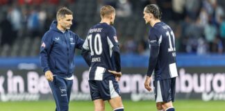 Hertha-Trainer Stefan Leitl hofft auf Einsätze von Michaël Cuisance (M) und Fabian Reese (r). (Archivfoto)