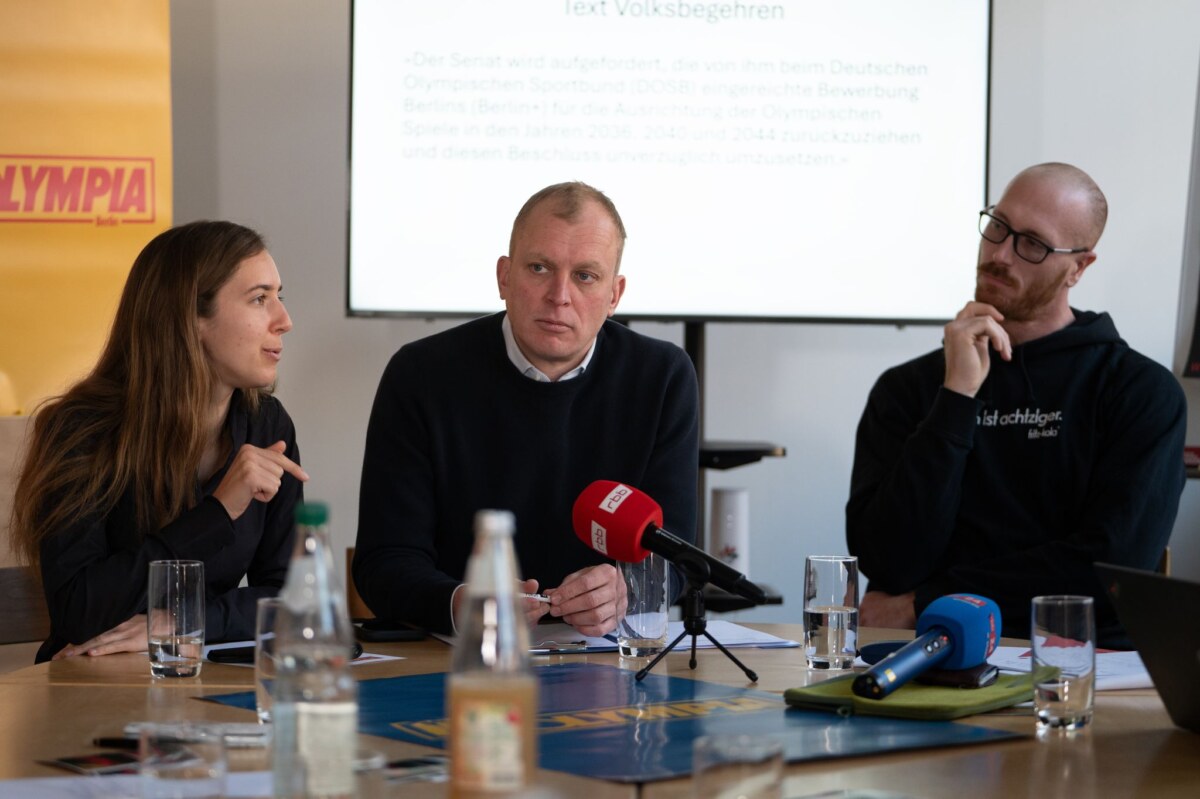 Pressekonferenz Bündnis NOlympia Berlin Das Bündnis NOlympia startet ein Volksbegehren.