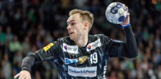 Füchse Berlin wahren bei Sporting weiße Weste Mathias Gidsel war auch bei Sporting bester Schütze der Füchse (Archivbild)