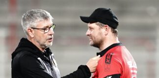 Baumgart freut sich für Fischer: «Trainerpersönlichkeit» Urs Fischer (l.) und Steffen Baumgart (r.) sehen sich bald in der Bundesliga wieder.