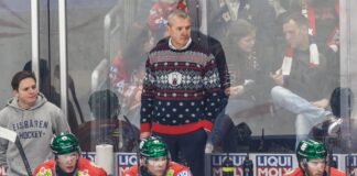 Eisbären suchen Weg aus der Krise: «Gibt kein Wunderrezept» Eisbären-Coach Serge Aubin verfolgt die Heimniederlage seines Teams gegen Wolfsburg.