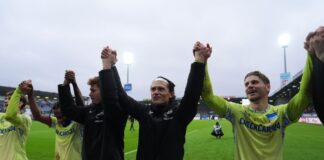 Hertha BSC will Siegesserie im DFB-Pokal ausbauen Die Berliner um ihren Kapitän Reese (2.v.r.) wollen auch im Pokal feiern.