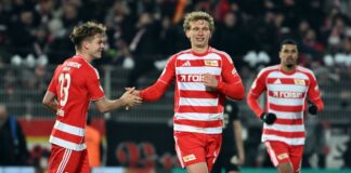 Andras Schäfer, Leopold Querfeld und Danilho Doekhi (v.l.n.r.) wollen in Wolfsburg in die Erfolgsspur zurückkehren.