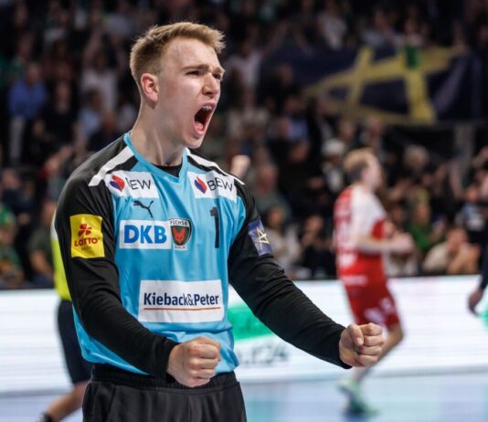 Füchse-Torhüter Lasse Ludwig überzeugt im letzten Heimspiel des Jahres. (Archivbild)