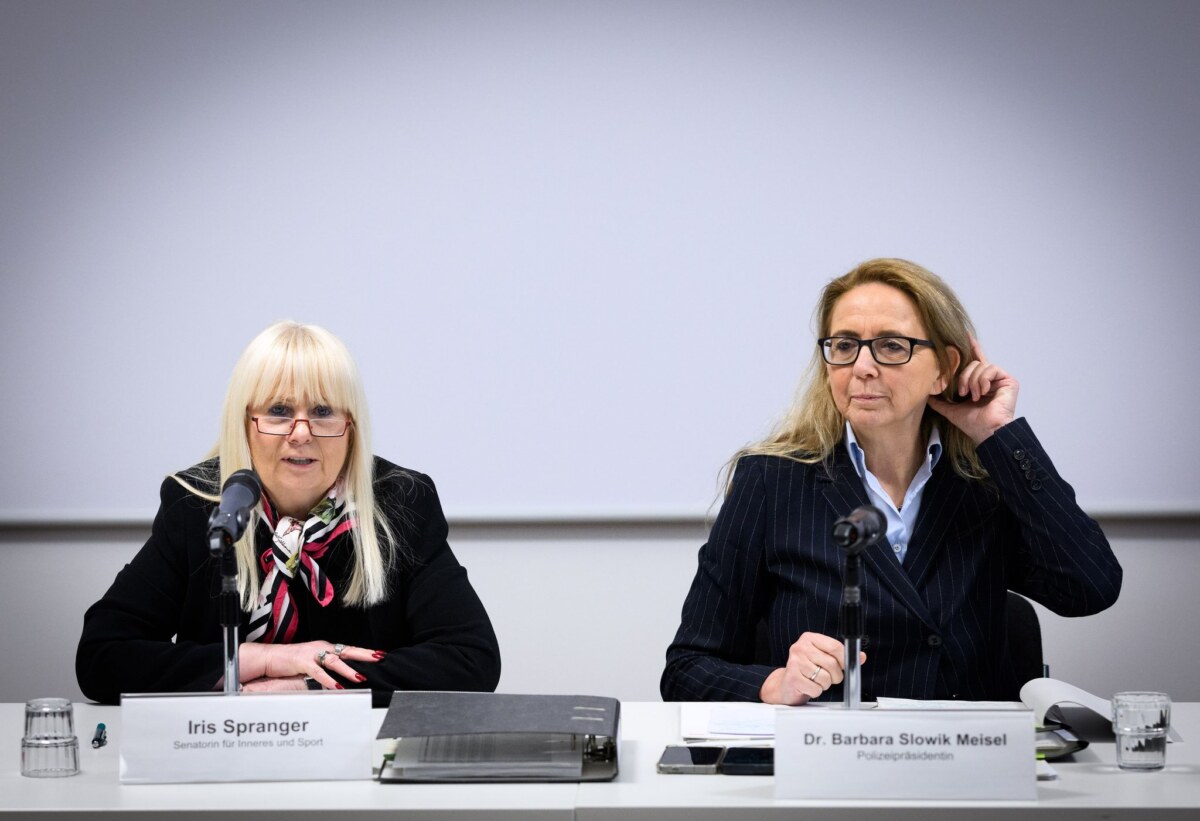 Polizeipräsidentin Slowik Meisel und Innensenatorin Spranger Iris Spranger (links), Berliner Senatorin für Inneres und Sport, und Barbara Slowik Meisel, die Berliner Polizeipräsidentin. (Archivbild)