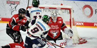 Trotz Niederlage: Eisbären-Coach Aubin «stolz» auf sein Team Trotz einer über weite Strecken starken Vorstellung unterlagen die Eisbären Berlin im vierten DEL-Halbfinalspiel bei den Kölner Haien.