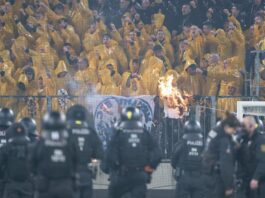 Deutliche Strafen für Dynamo und Hertha – Dresden-Einspruch Das Spiel Dresden gegen Hertha BSC im April wurde von Ausschreitungen überschattet. (Archivbild)