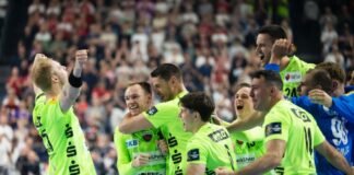 Die Berliner feiern den Einzug ins Finale der Champions League.