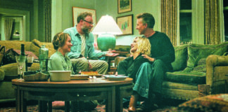 Ein flotter Vierer: Das komödiantische Kammerspiel „The Invite“ Noch verträgt man sich prächtig: Angela (Olivia Wilde), Joe (Seth Rogen), Pina (Penélope Cruz) und Hawk (Edward Norton). Bild: Tobis-Film