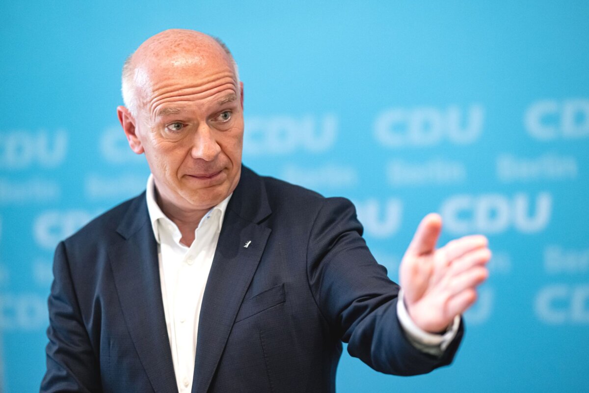 Pressetermin des Landesvorsitzenden der CDU Berlin Berlins Regierender Bürgermeister Kai Wegner ist nicht mehr CDU-Spitzenkandidat für die Abgeordnetenhauswahl.