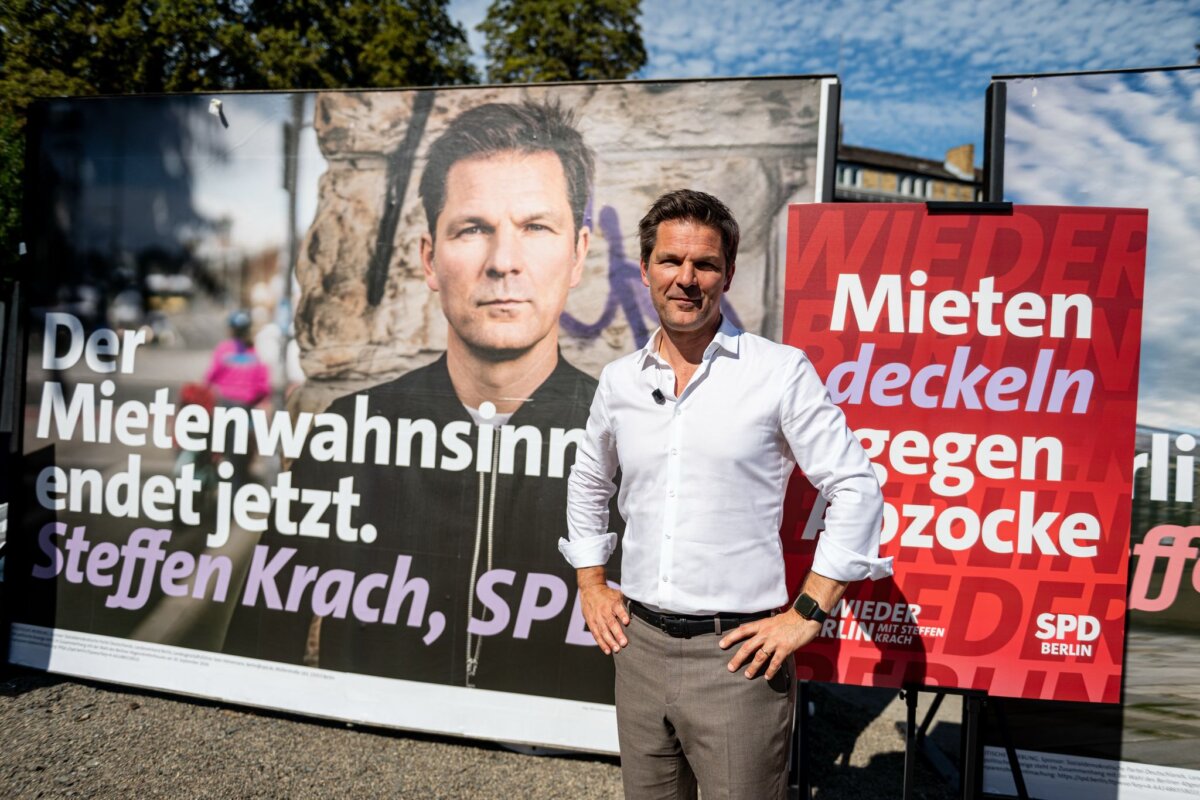 SPD stellt Kampagne zur Abgeordnetenhauswahl vor Berlins SPD-Spitzenkandidat Steffen Krach ist selbst auf vielen Plakaten für die heiße Phase des Wahlkampfs zu sehen.
