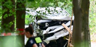 Dobrindt nennt CSD-Angriff islamistischen Terroranschlag Das zerstörte Fahrzeug steht im Tiergarten.