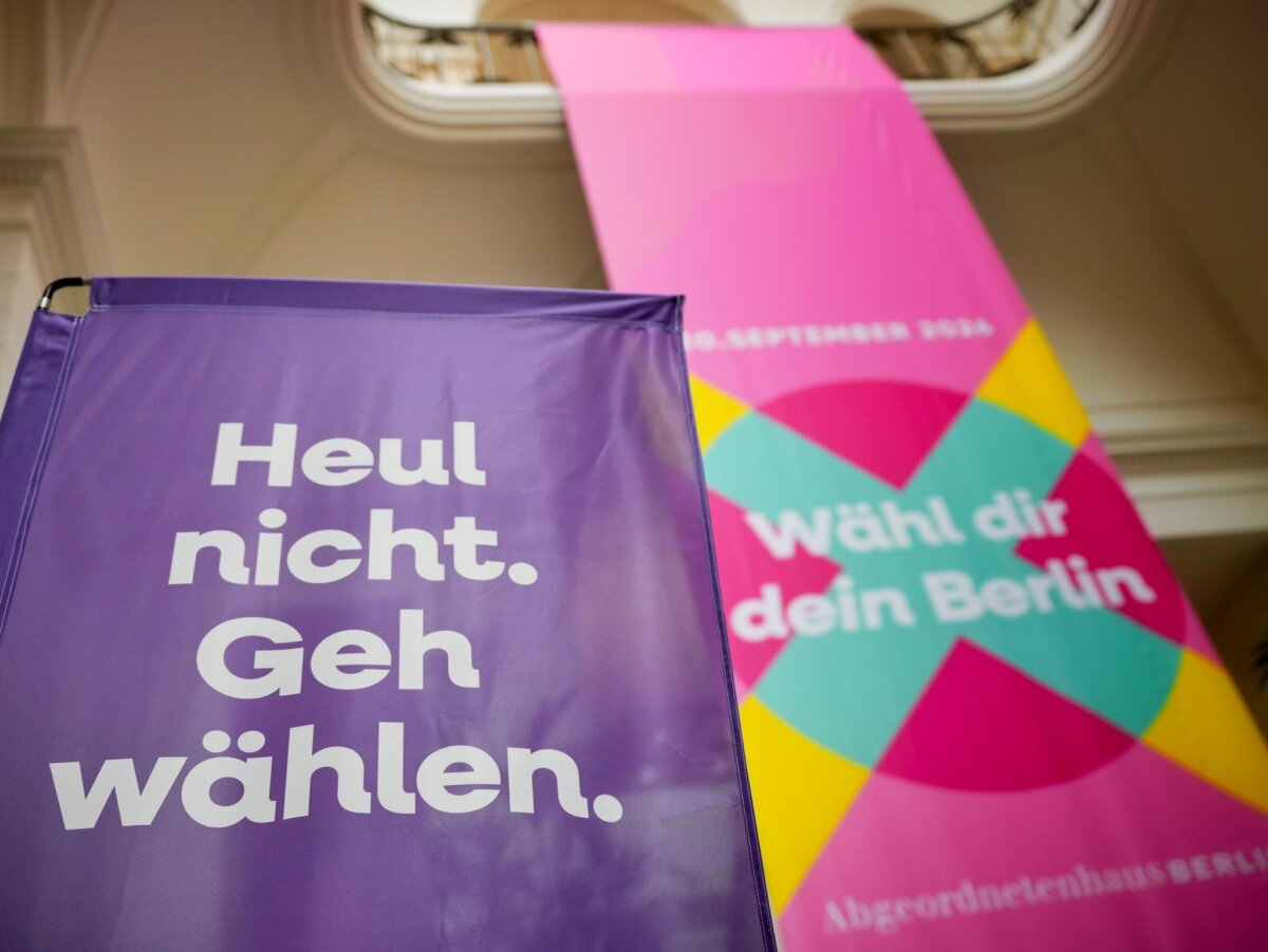 Berliner Wahlmobilisierungskampagne Mit einer Kampagne sollen möglichst viele wahlberechtigte Berlinerinnen und Berliner zu Wahl gebracht werden. (Archivbild)