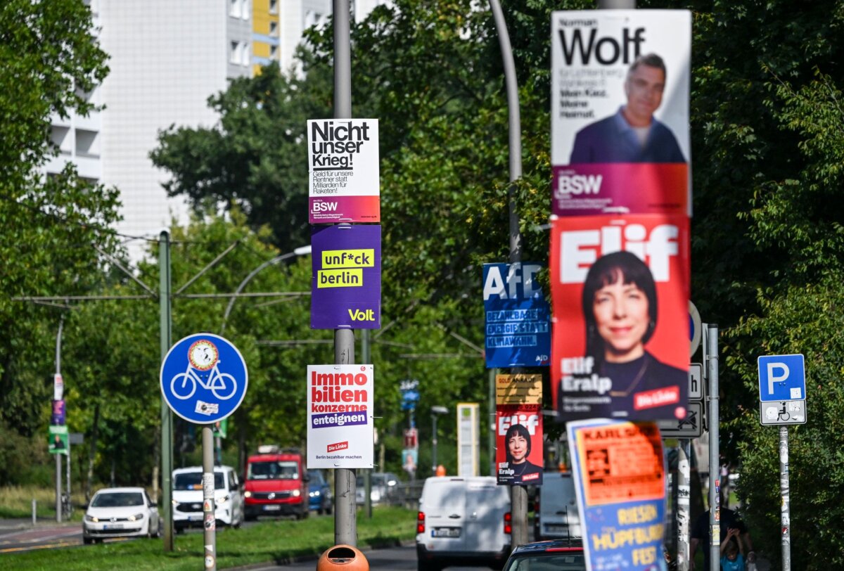 Abgeordnetenhauswahl 2026 - Wahlkampfplakatierung in Berlin Verschiedene Wahlplakate für die Berliner Abgeordnetenhauswahl am 20. September 2026. (Archivbild)