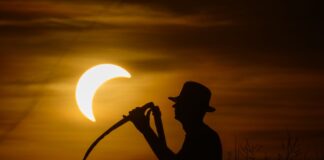 Blick nach oben zur Sonnenfinsternis – Run auf Planetarium Die partielle Sonnenfinsternis war in Brandenburg und Berlin gut zu sehen.